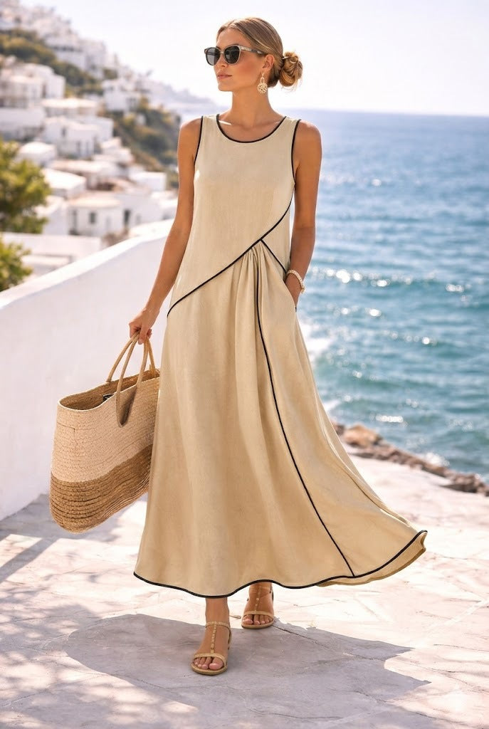 Damen Maxikleid mit fließendem Schnitt und asymmetrischem Design Drune
