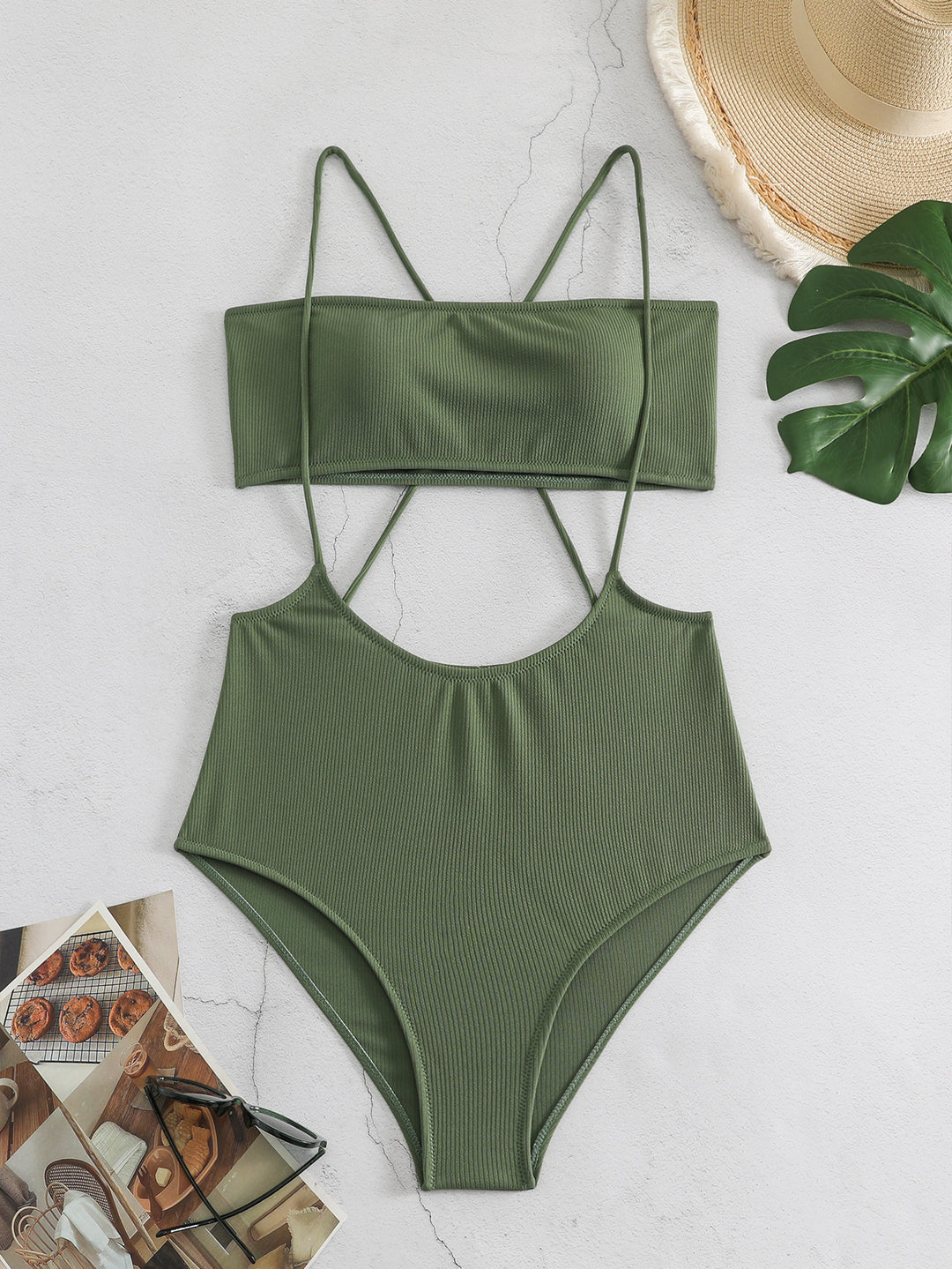 Damen Sportlicher Hochgeschnittener Bikini Drune