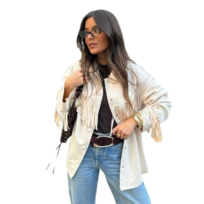 Damen Fransenjacke aus weichem Lederimitat Drune
