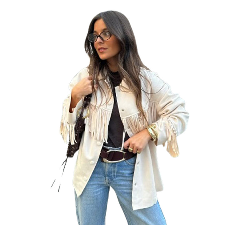 Damen Fransenjacke aus weichem Lederimitat Drune