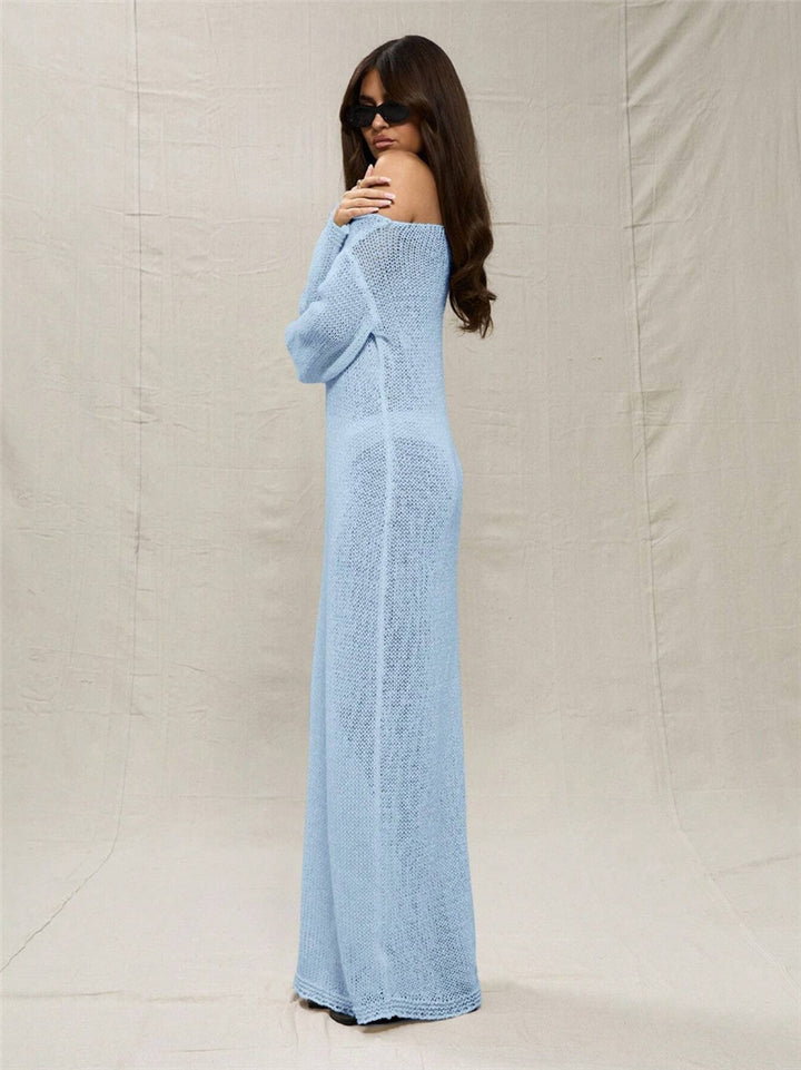 Damen Maxikleid aus luftiger Häkelstruktur mit Off-Shoulder Design Drune
