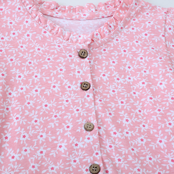 Mädchen Freizeitkleid mit floralem Design und Knopfdetails Drune
