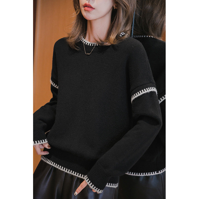 Damen kuscheliger Pullover mit strukturiertem Saum und modernen Akzenten Drune
