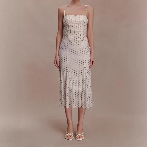 Damen Midi-Party-Kleid mit Rüschendetails und transparenter Stoffstruktur Drune
