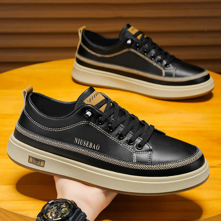 Damen Modische Ledersneakers mit bequemer Dämpfung und rutschfester Sohle Drune