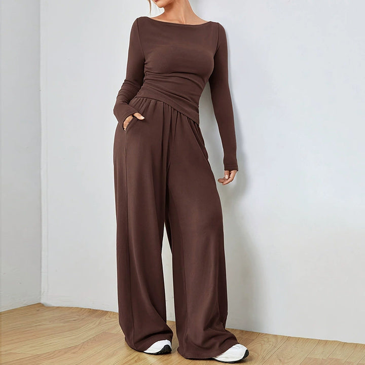 Damen Komfortabler Sweatsuit mit weitem Bein und lässigem Schnitt Drune