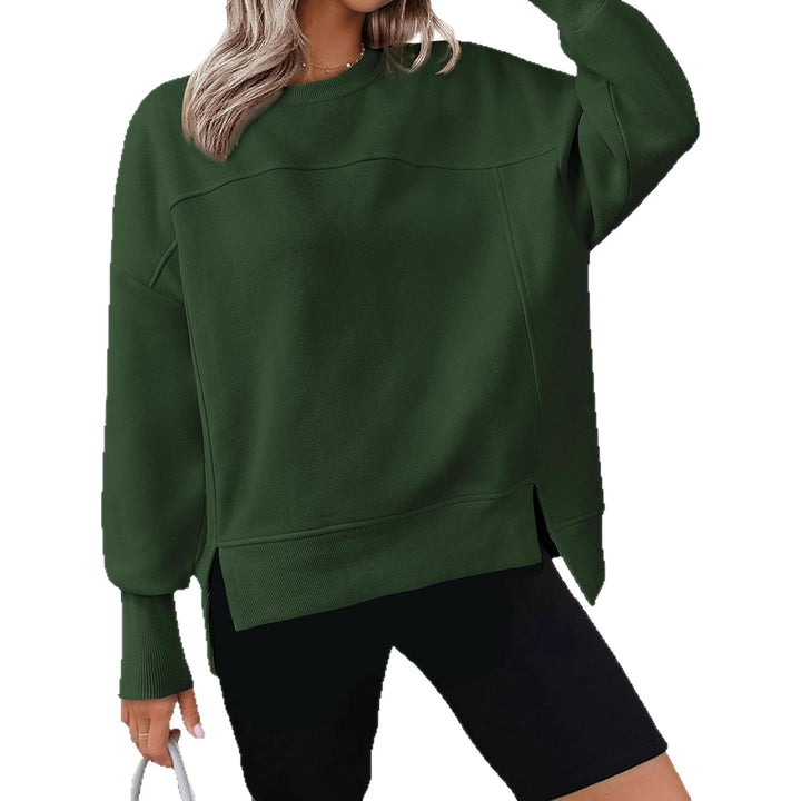 Damen lässiger Oversized Pullover mit modischen Seitenschlitzen und sanfter Textur Drune