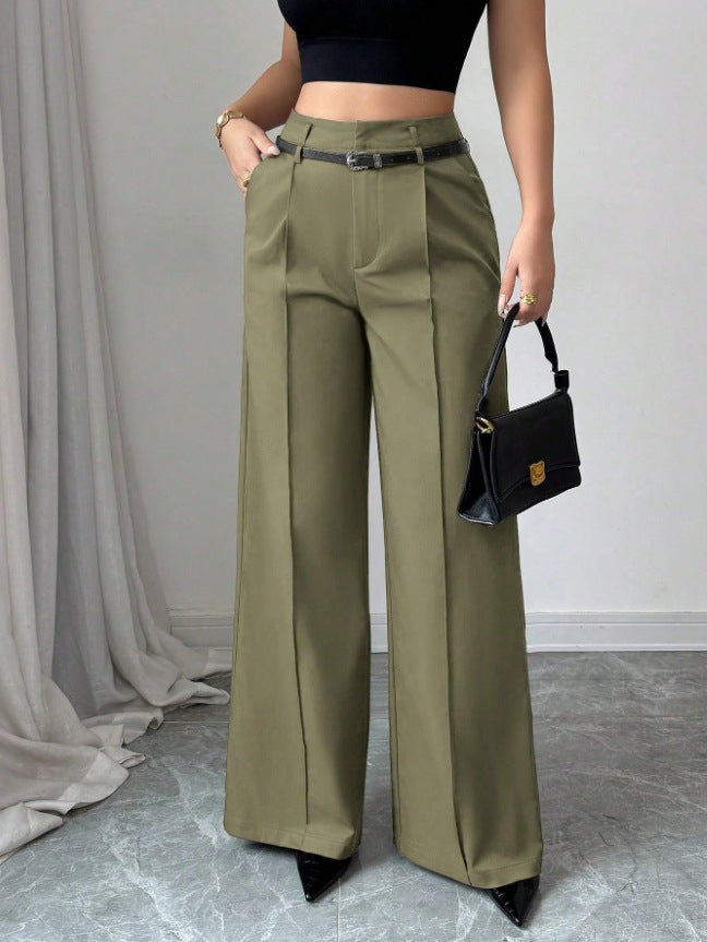Damen elegante weite Hose mit Bindegürtel Drune