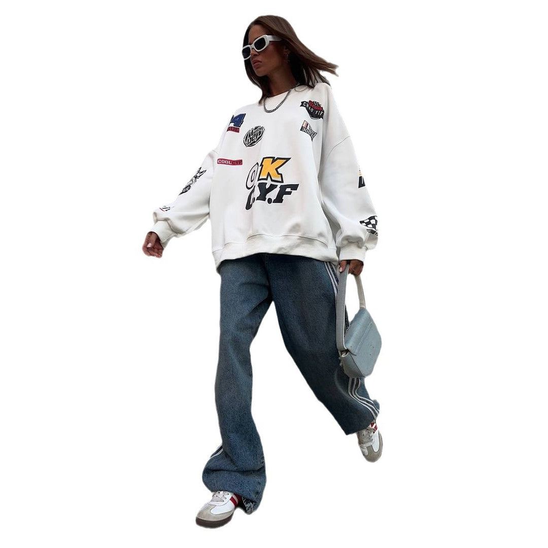 Damen Oversized Sweatshirt mit auffälligem Grafikdesign und lässigem Schnitt Drune