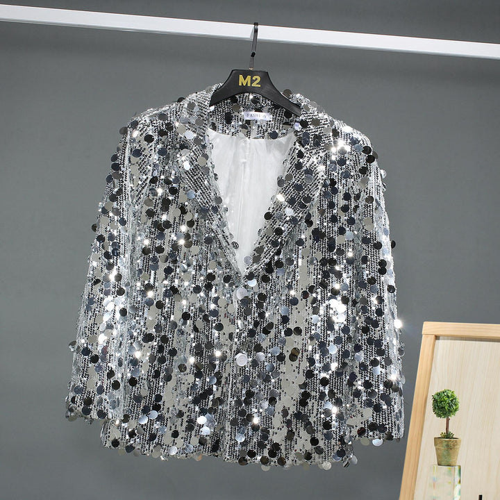 Damen Pailletten Blazerjacke mit modernem Schnitt und glamourösen Akzenten Drune