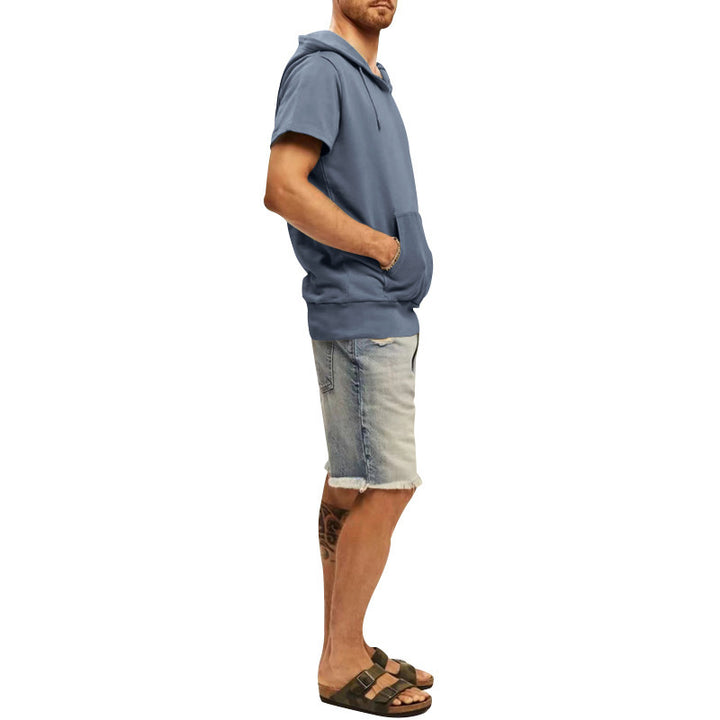 Herren lässiges Kapuzen-T-Shirt mit Fronttasche und modernem Schnitt Drune