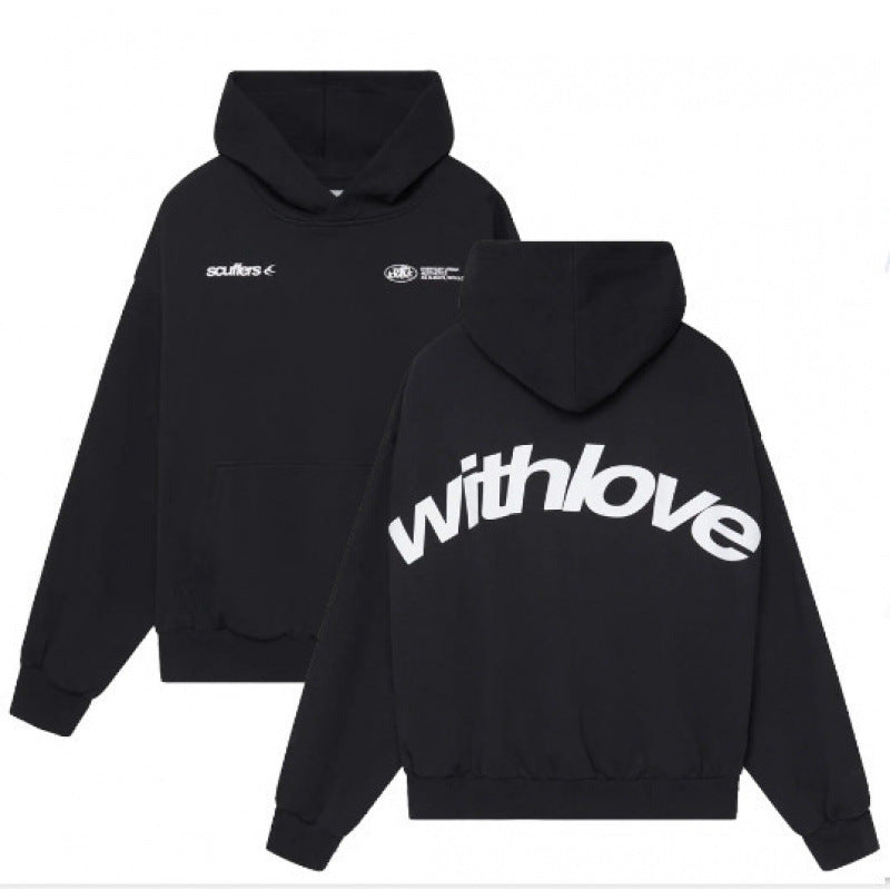 Unisex nan oversized Kapuzenpullover mit großflächigem Rückenprint, Kängurutasche und gerippten Bündchen Drune