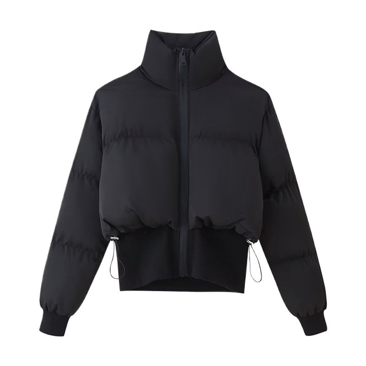 Damen modische cropped Steppjacke mit hohem Kragen und verstellbarem Saum Drune