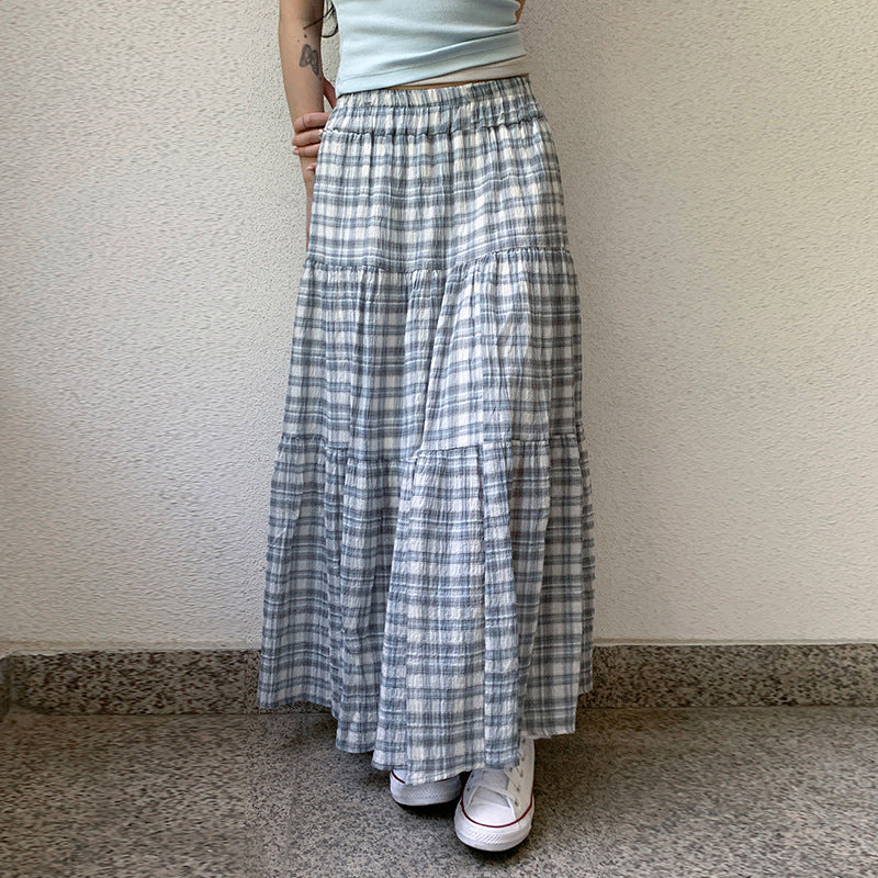 Damen Maxirock mit kariertem Design und gestuftem Schnitt Drune