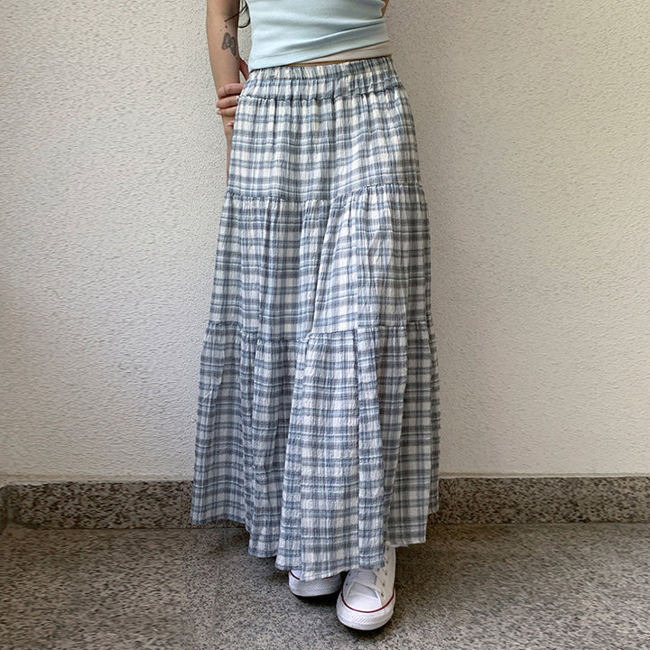 Damen Maxirock mit kariertem Design und gestuftem Schnitt Drune