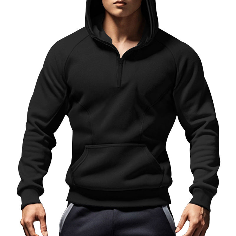 Herren sportlicher Kapuzenpullover mit halbem Reißverschluss und praktischen Taschen Drune