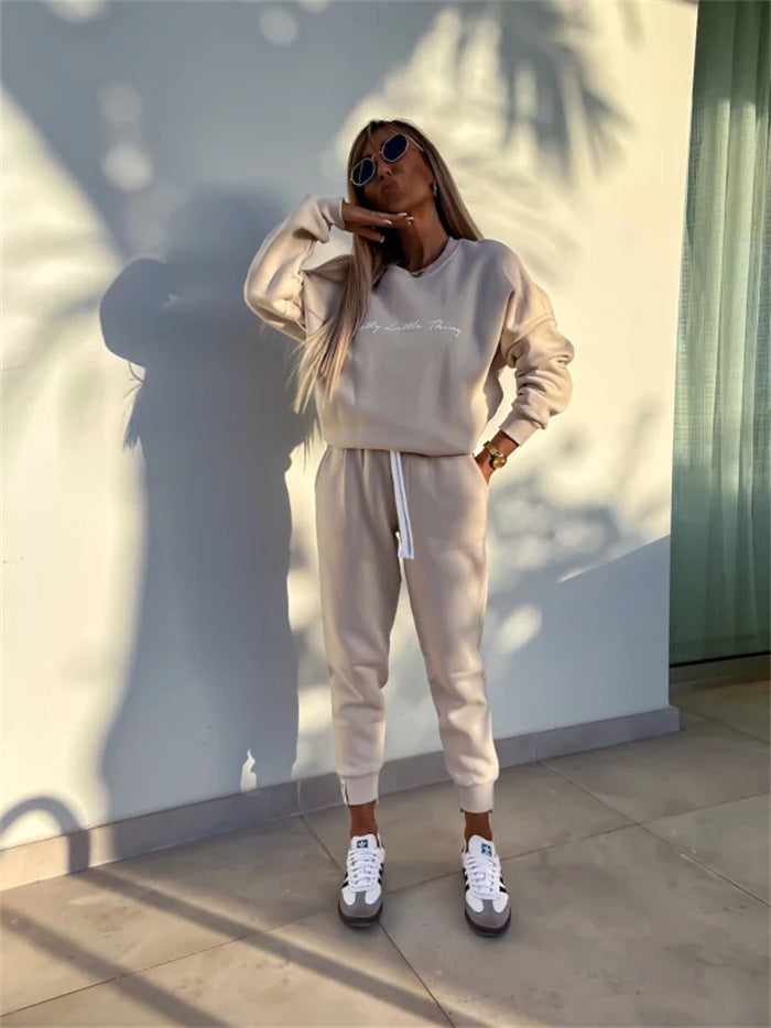 Damen komfortables Sweatshirt und Jogginghose-Set Drune