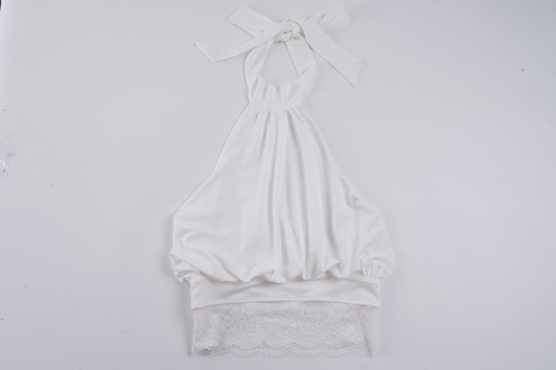 Damen Haltertop mit zarten Spitzenakzenten und eleganter Schnürung Drune