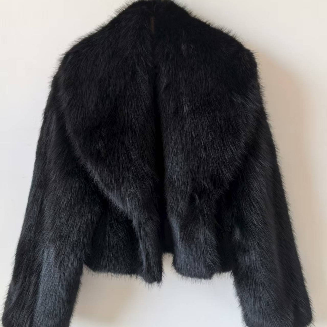 Damen Modische cropped Kunstpelzjacke Drune