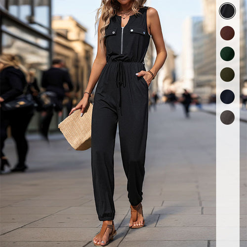 Damen Jumpsuit mit praktischen Taschen und verstellbarem Taillenzug Drune