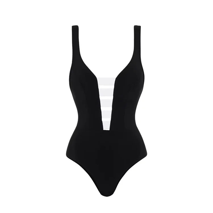 Damen Badeanzug mit modischem Off-Shoulder Design und eleganter Rüschen-Maxiröhre Drune