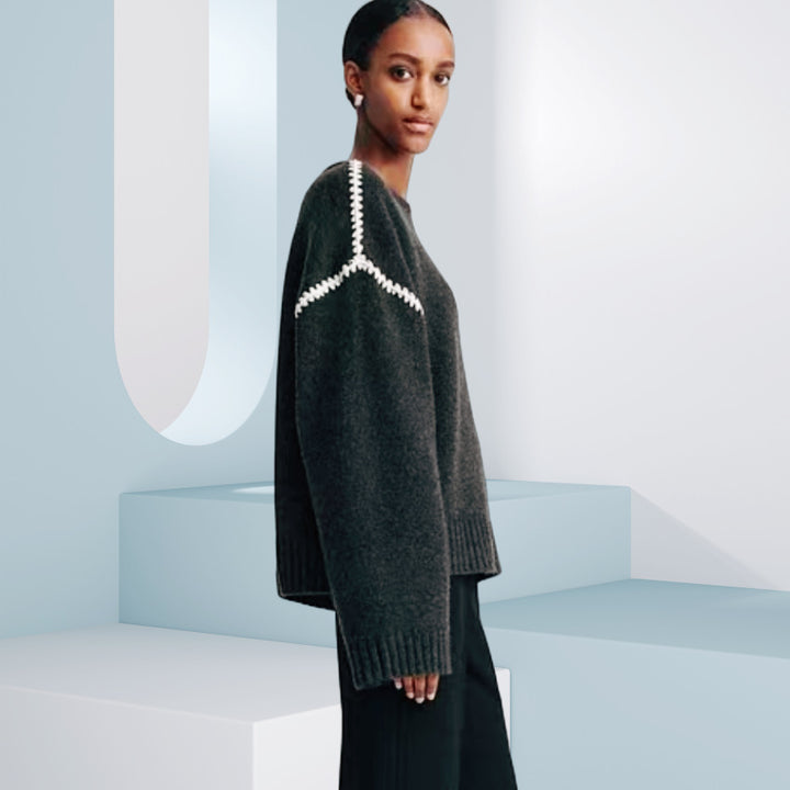 Damen Klassischer Strickpullover mit modischen Raglanärmeln und weitem Schnitt Drune