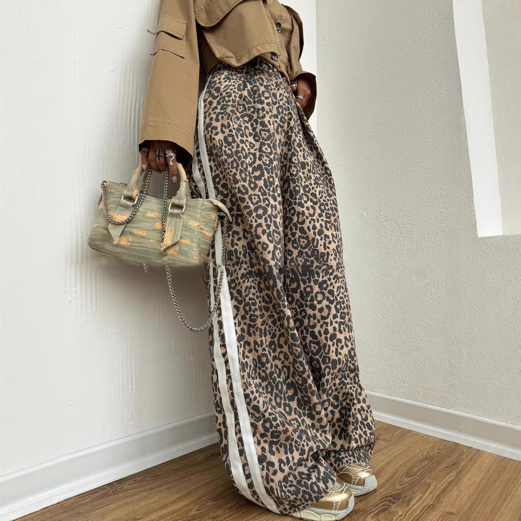 Damen Elegante Maxihose mit Leopardenmuster Drune