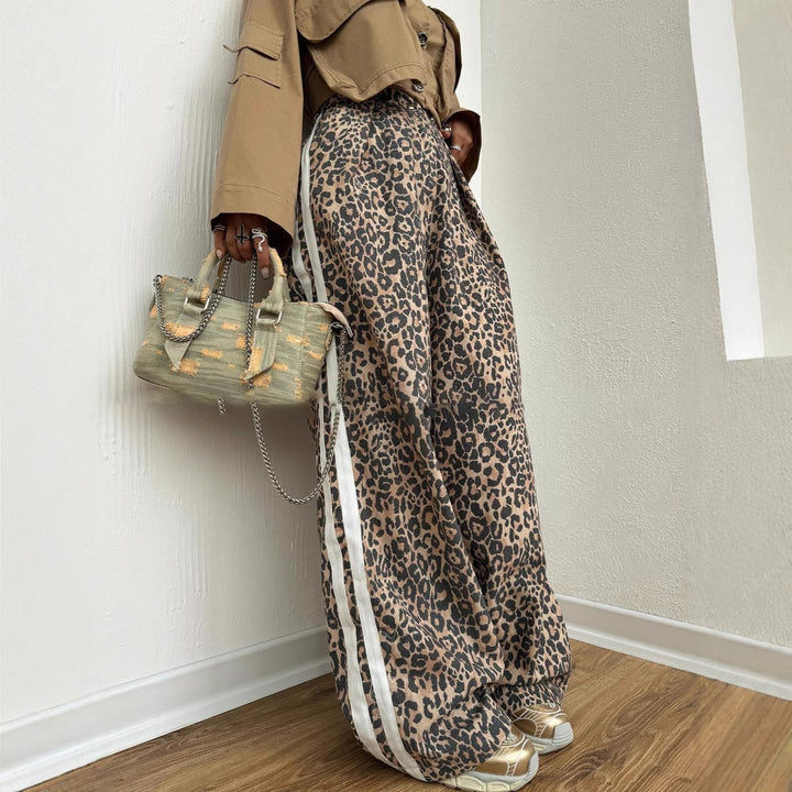 Damen Elegante Maxihose mit Leopardenmuster Drune