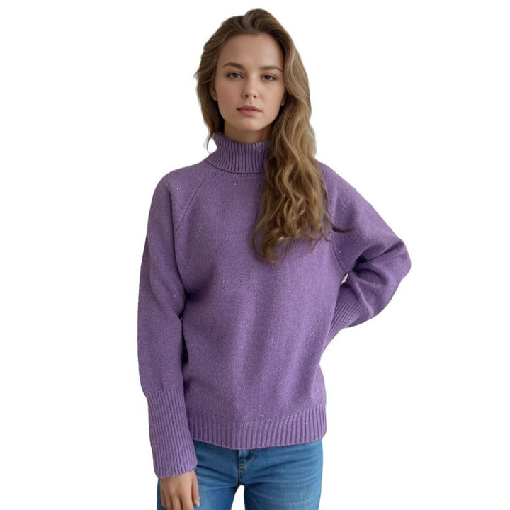 Damen Rollkragenpullover mit strukturiertem Design und Glitzerakzenten Drune