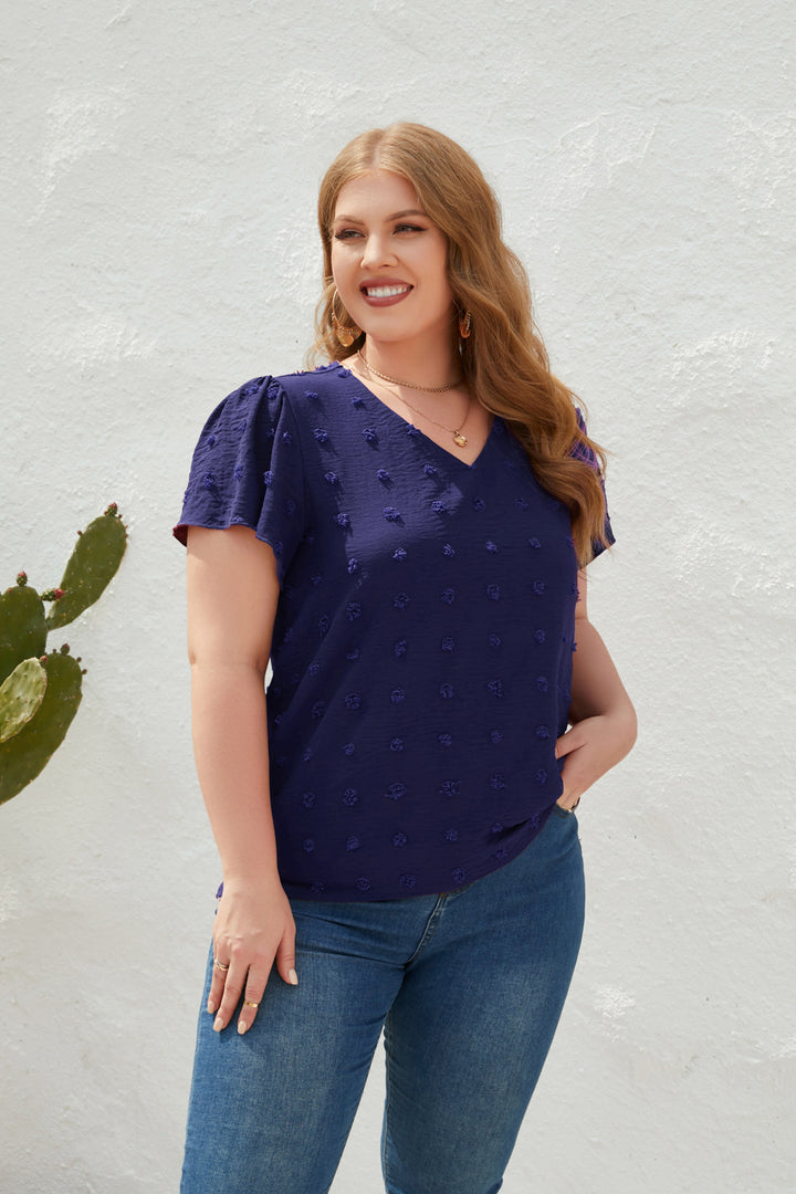 Damen Leichtes V-Ausschnitt T-Shirt mit strukturiertem Design Drune