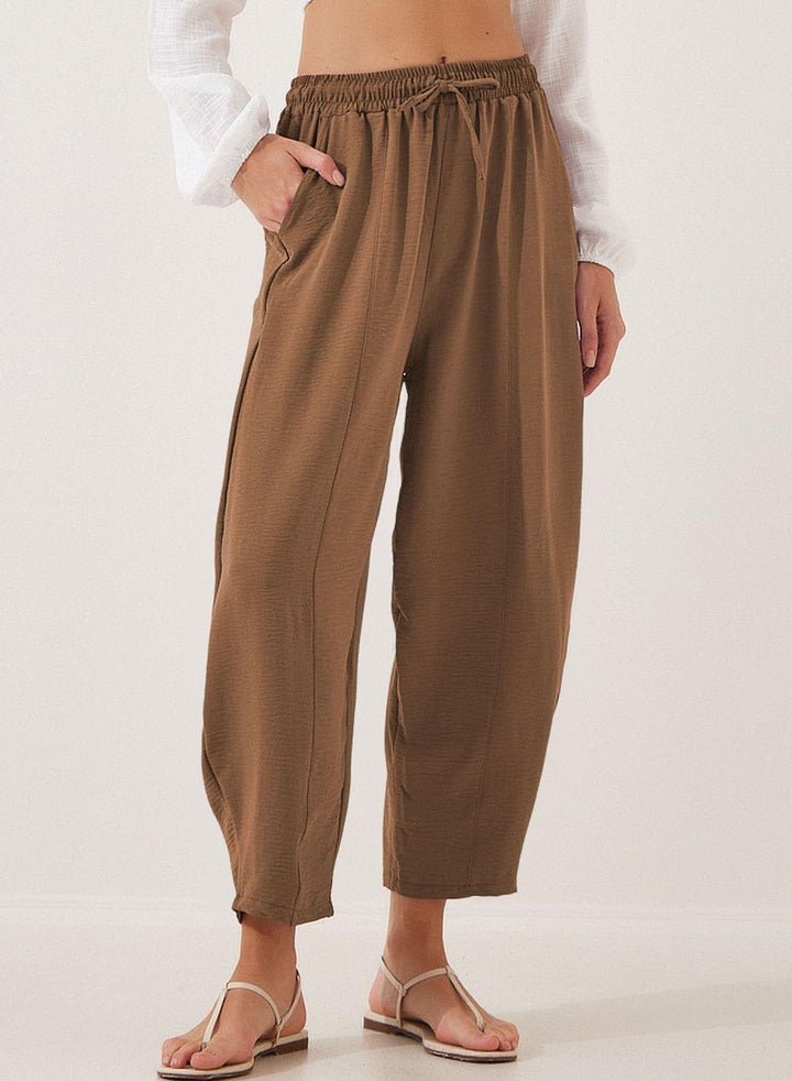 Damen Bequeme, weit geschnittene Sommerhose mit elastischem Bund und seitlichen Taschen Drune