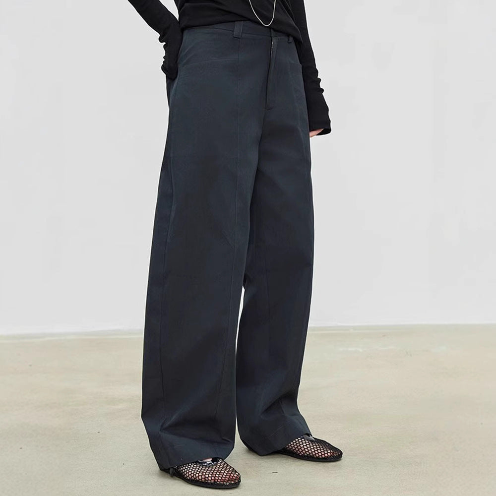 Damen weite High-Waist-Hose mit strukturiertem Stoff Drune