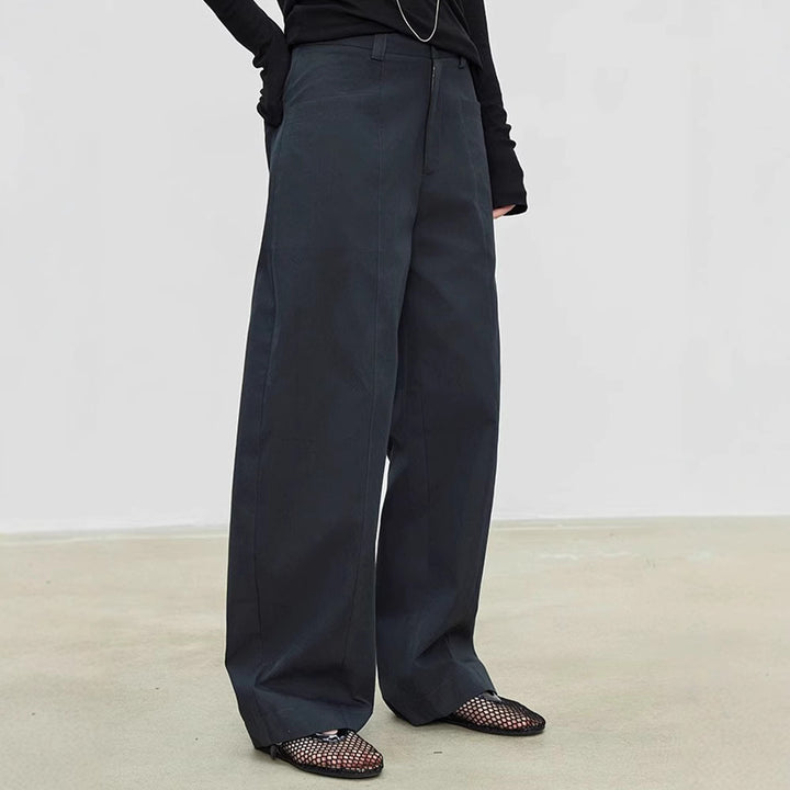 Damen weite High-Waist-Hose mit strukturiertem Stoff Drune