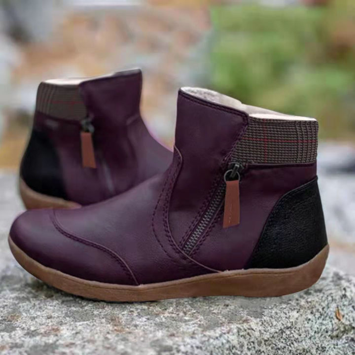 Damen modische Stiefeletten mit seitlichem Reißverschluss und bequemer Sohle Drune
