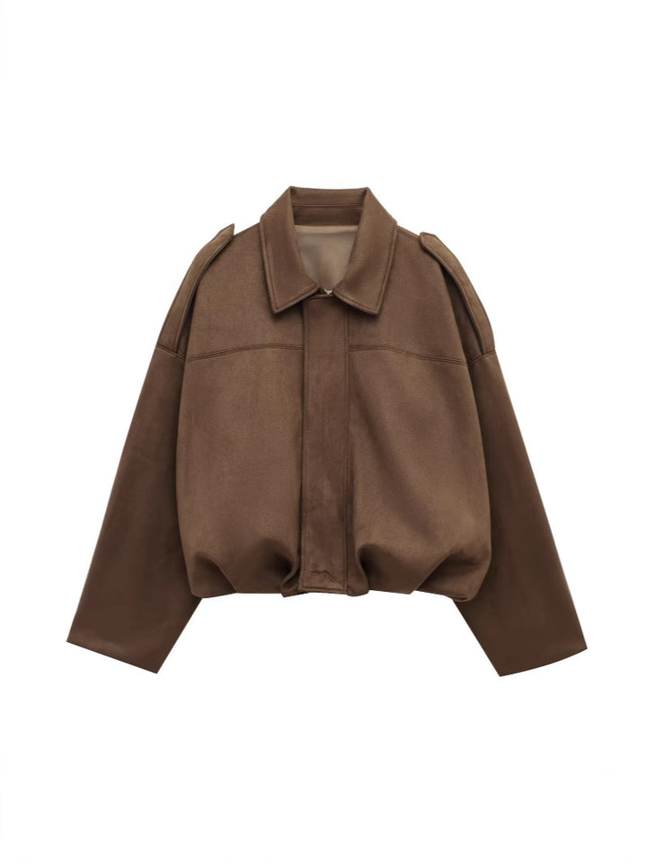 Damen Oversized Wildleder Utility Jacke Drune