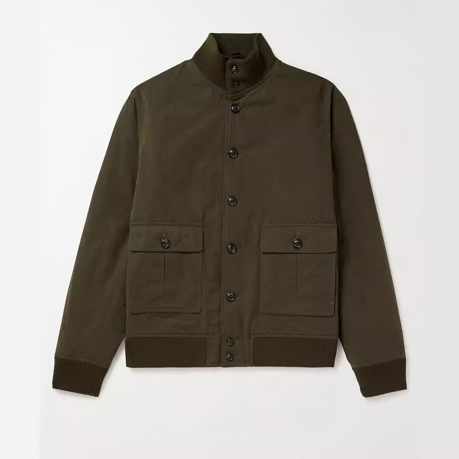 Herren stylische Suede-Jacke mit Knopfleiste Drune