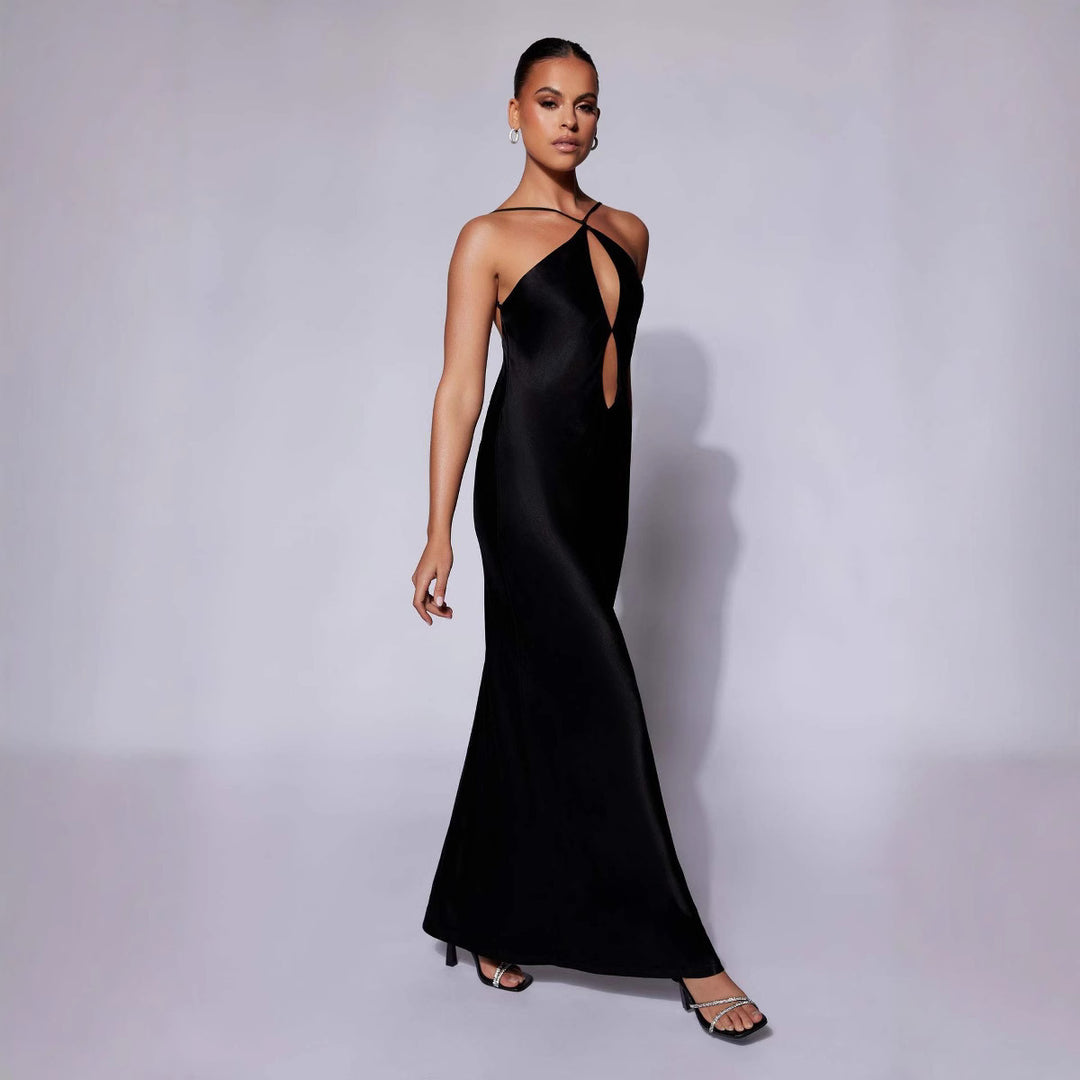 Damen Elegantes Maxikleid mit raffiniertem Cut-Out und schmalen Trägern Drune