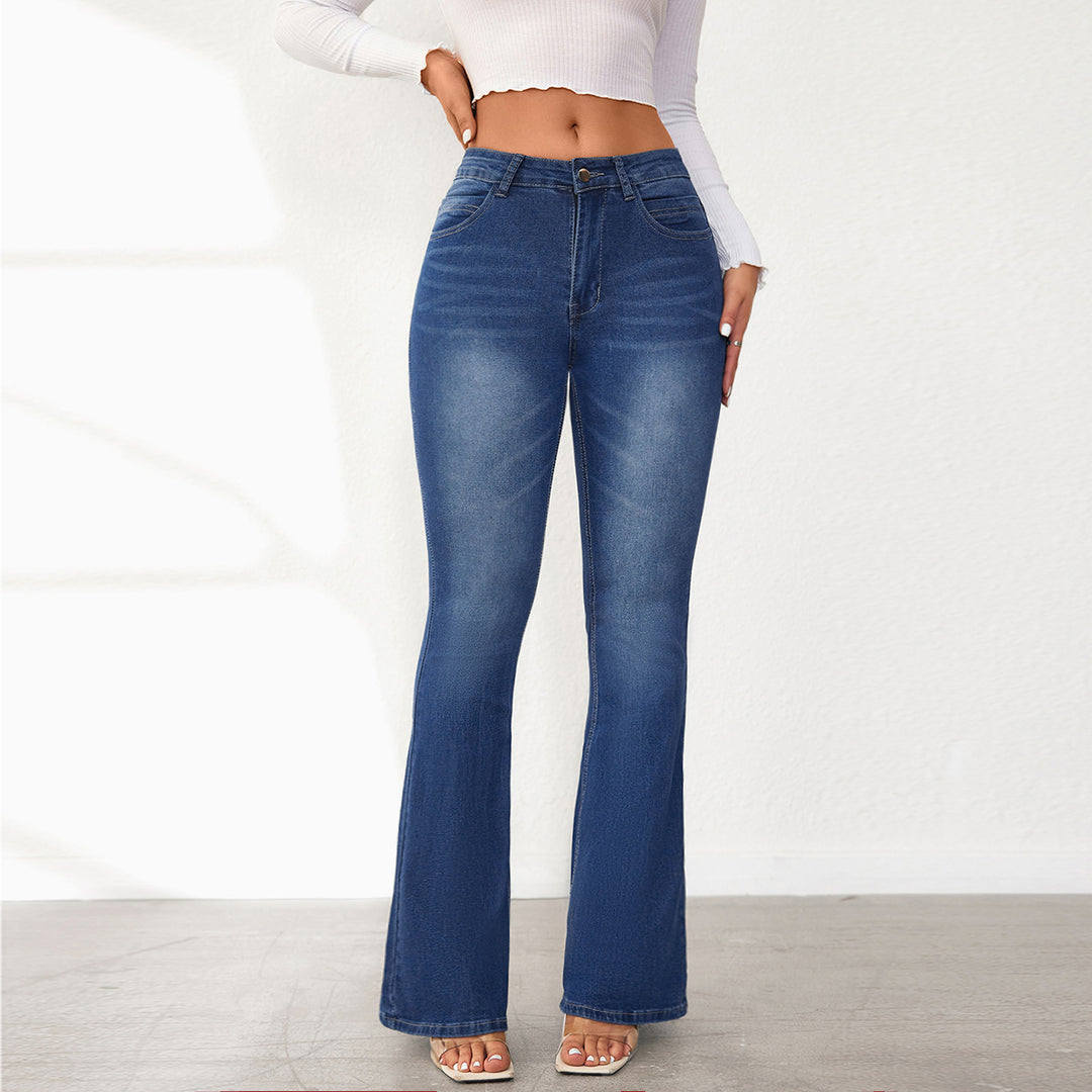 Damen Flared Jeans mit hohem Bund und bequemer Passform Drune
