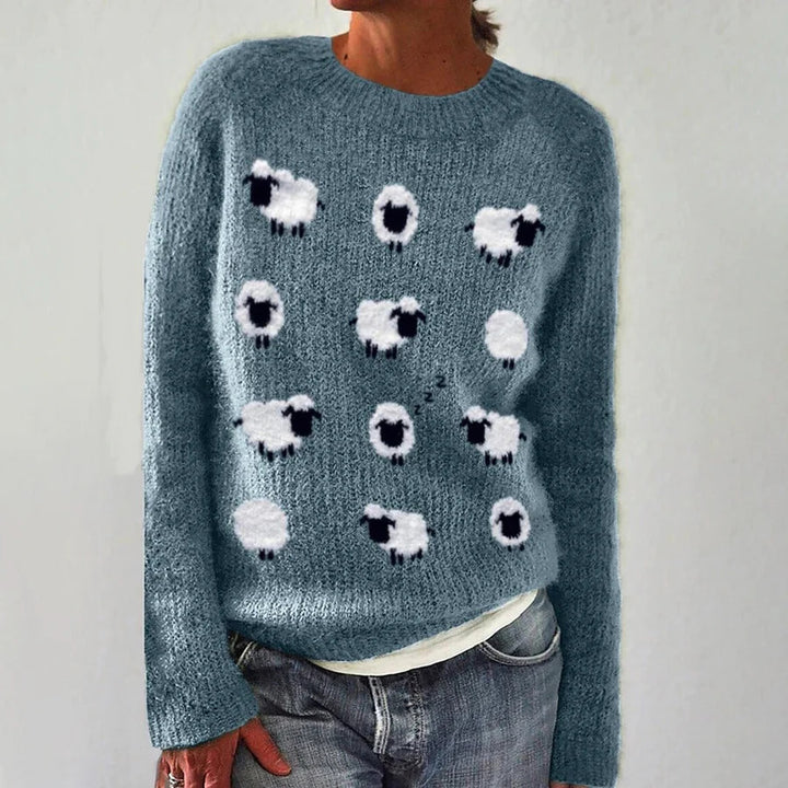Damen Pullover mit verspieltem Schafmotiv und weichem Material Drune