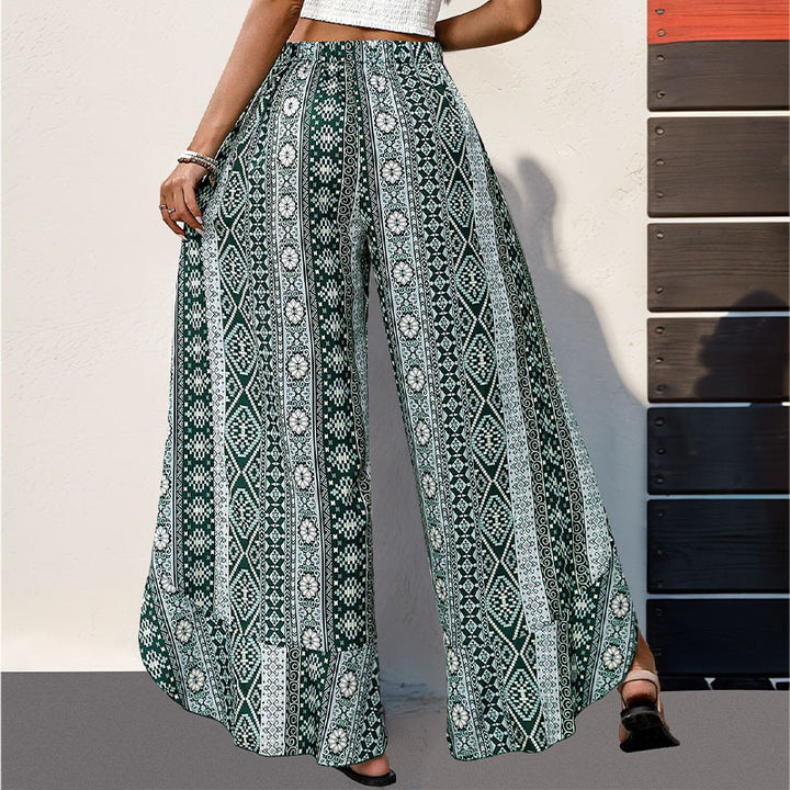 Damen Palazzo-Hose mit asymmetrischem Schnitt und floralem Muster Drune