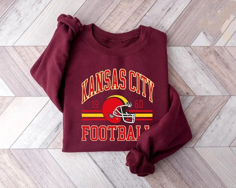 Damen Oversized Sweatshirt mit nostalgischem Football-Motiv Drune
