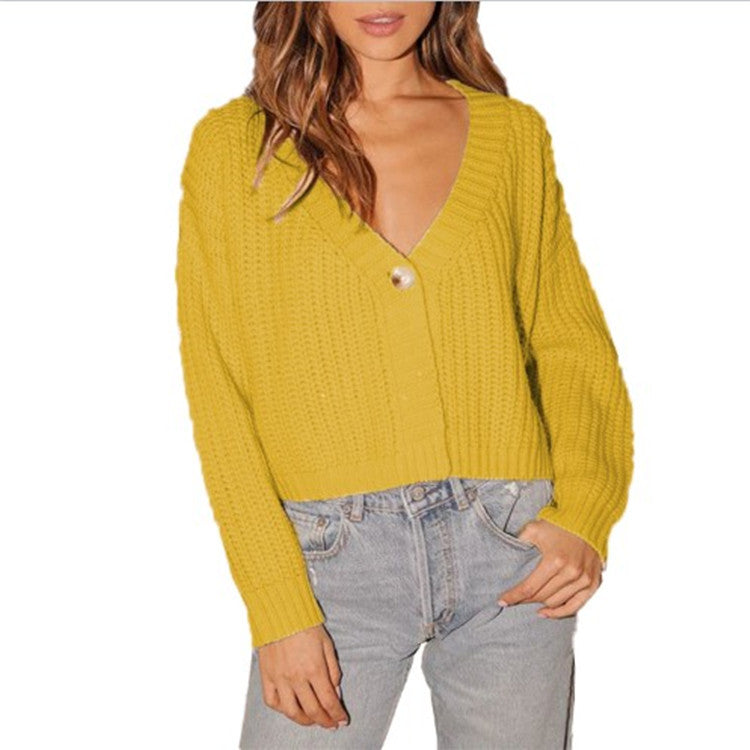 Damen Grob gestrickte Cardigan mit tiefem V-Ausschnitt und lockerer Passform Drune