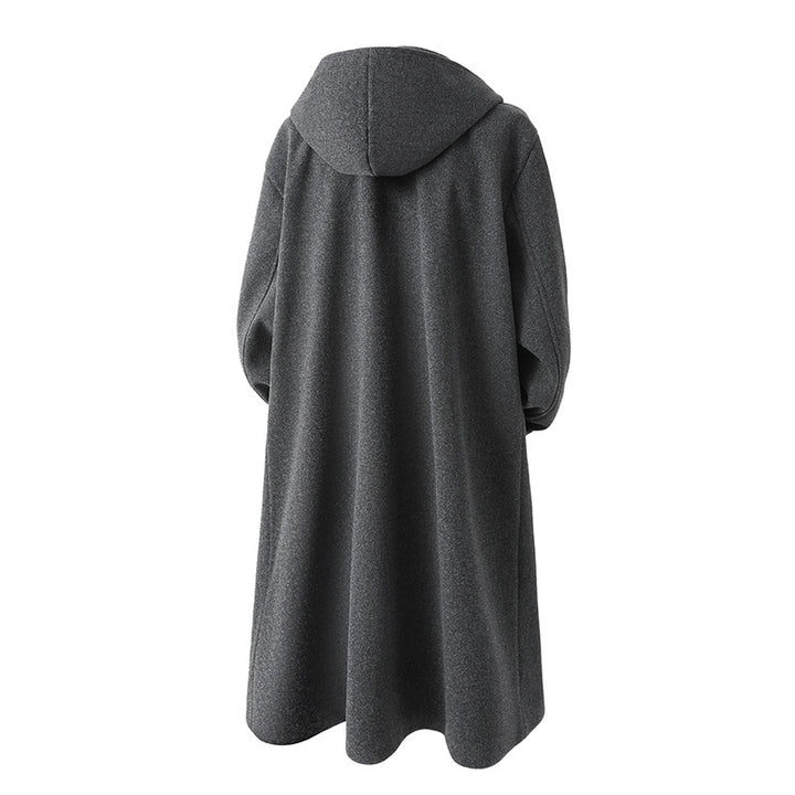 Herren nan Oversize-Cabanmantel mit Kapuze, doppelreihiger Knopfleiste und wärmender Steppfutter-Innenseite Drune