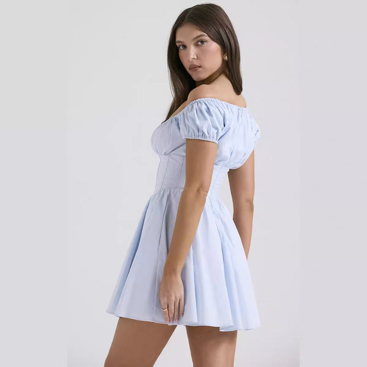 Damen Mini-Kleid mit elegantem Rüschendesign und figurbetontem Oberteil Drune