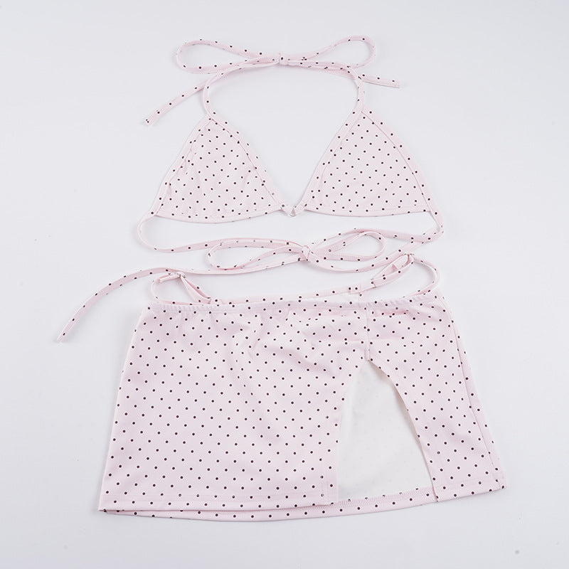 Damen Bikini-Set mit verstellbaren Trägern und zarten Punkten Drune