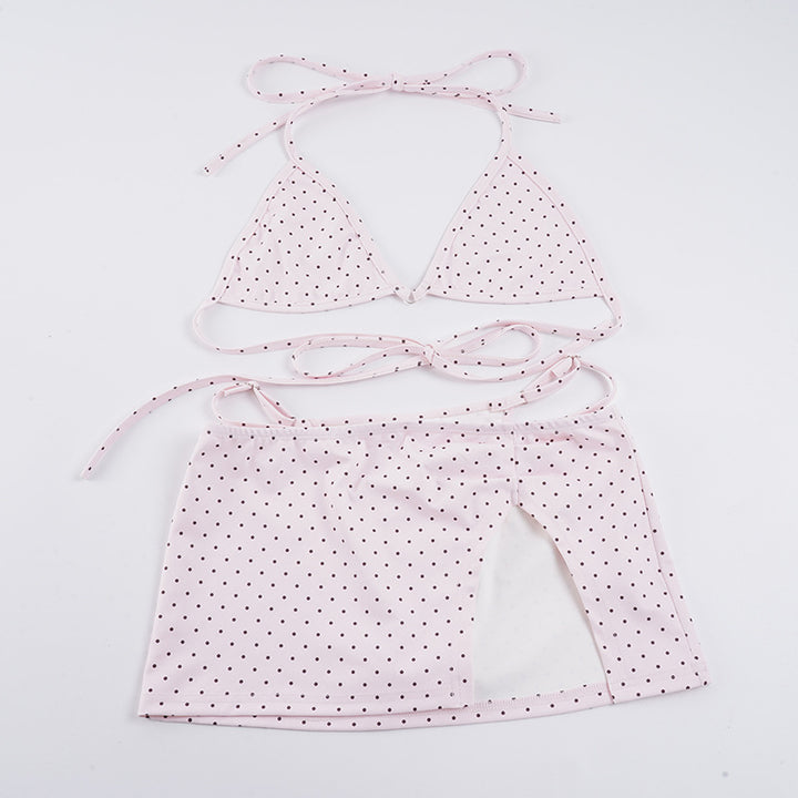 Damen Bikini-Set mit verstellbaren Trägern und zarten Punkten Drune
