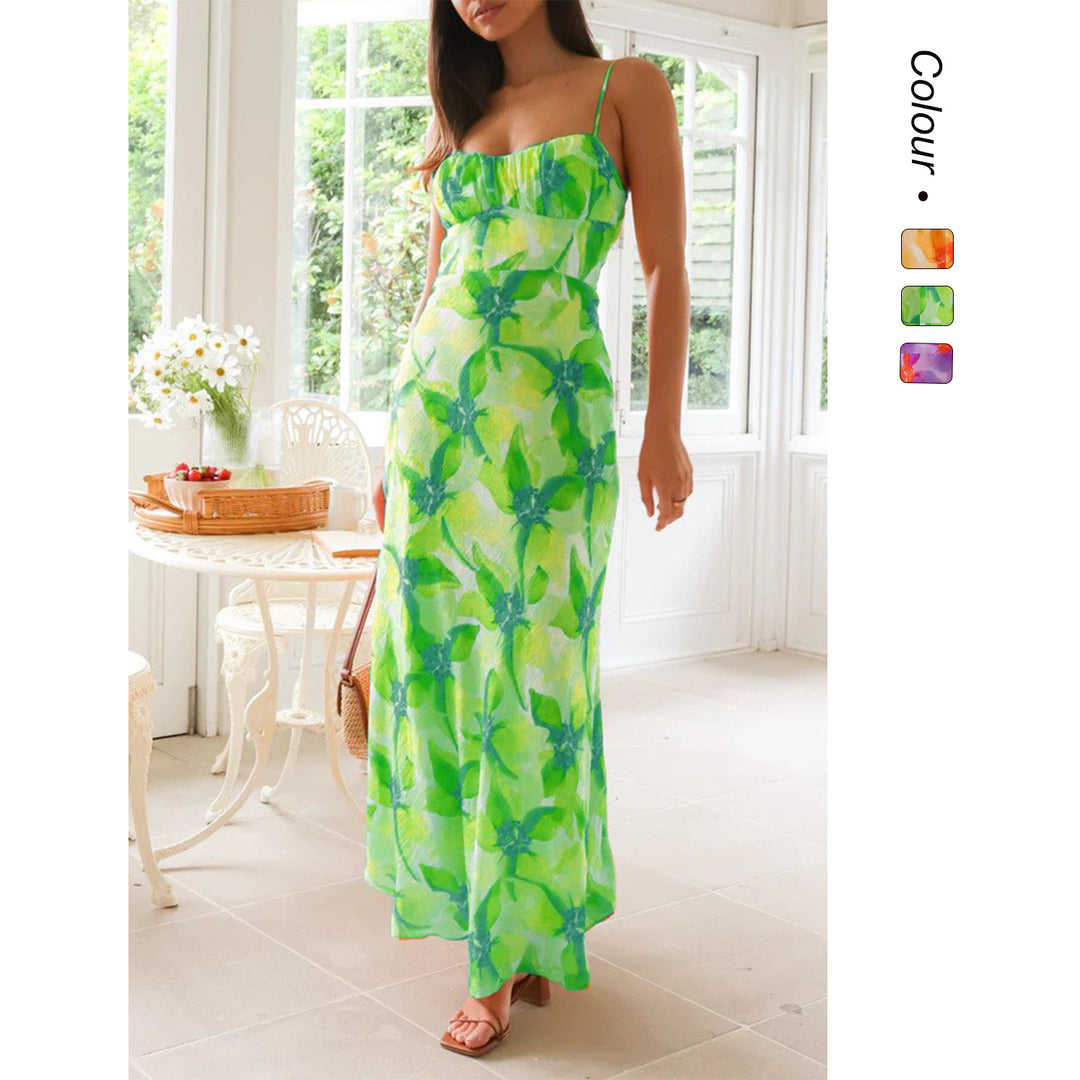 Damen Maxikleid mit elegantem Raffdesign und unterstützenden Spaghettiträgern Drune