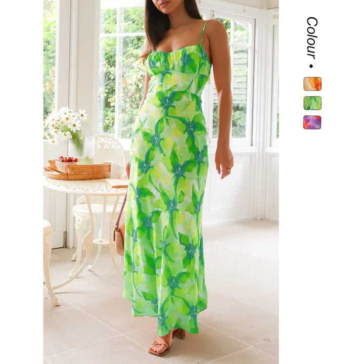 Damen Maxikleid mit elegantem Raffdesign und unterstützenden Spaghettiträgern Drune