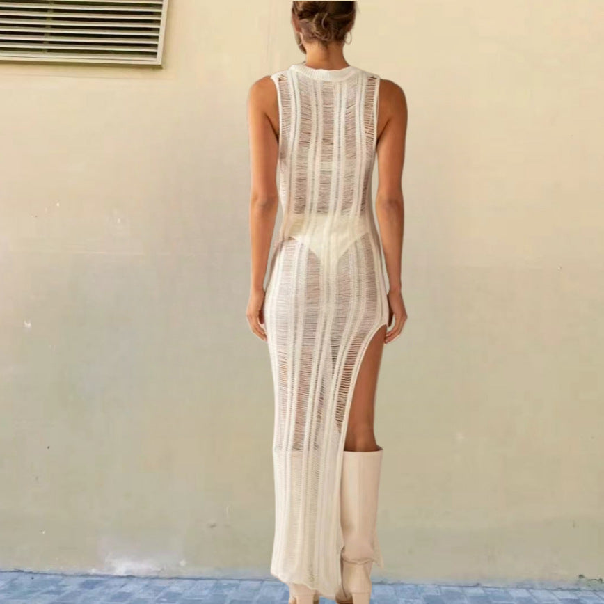 Damen Enges Strickkleid mit transparenten Details Drune