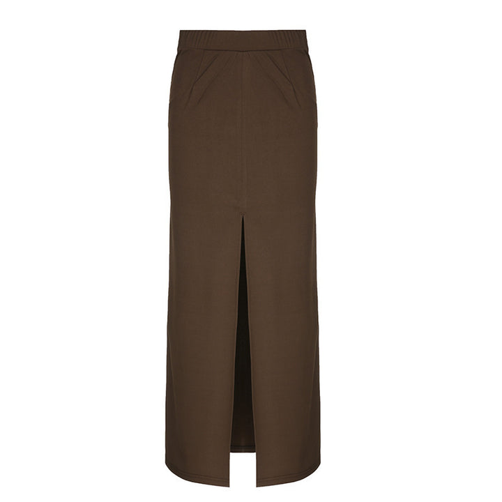 Damen Eleganter Midi-Rock mit seitlichem Schlitz und elastischem Bund Drune